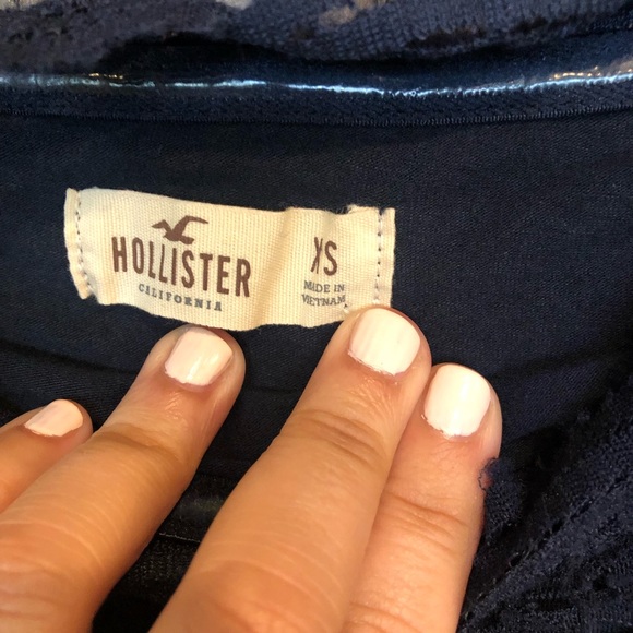 Hollister Navy Blue Lace Off Shoulder Bodysuit - Picture 8 of 11